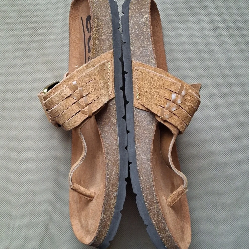 Earth Etaldora Sandals Women’s 7 Tan Leather Thong Flip Flop Boho Comfort - Picture 6 of 9